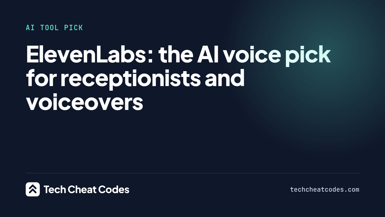 Title card: ElevenLabs, the AI voice pick for receptionists and voiceovers.